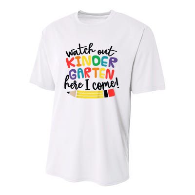 Watch Out Kindergarten Here I Come Kinder Back To School Youth Performance Sprint T-Shirt