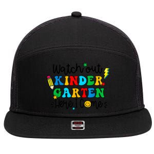 Watch Out Kindergarten Here I Come Back To School 7 Panel Mesh Trucker Snapback Hat