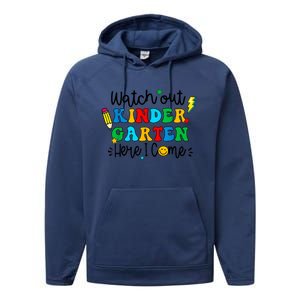 Watch Out Kindergarten Here I Come Back To School Performance Fleece Hoodie