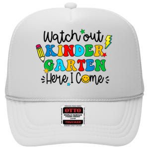 Watch Out Kindergarten Here I Come Back To School High Crown Mesh Back Trucker Hat