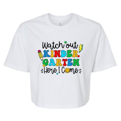 Watch Out Kindergarten Here I Come Back To School Bella+Canvas Jersey Crop Tee