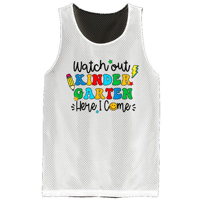 Watch Out Kindergarten Here I Come Back To School Mesh Reversible Basketball Jersey Tank