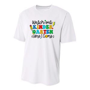 Watch Out Kindergarten Here I Come Back To School Youth Performance Sprint T-Shirt