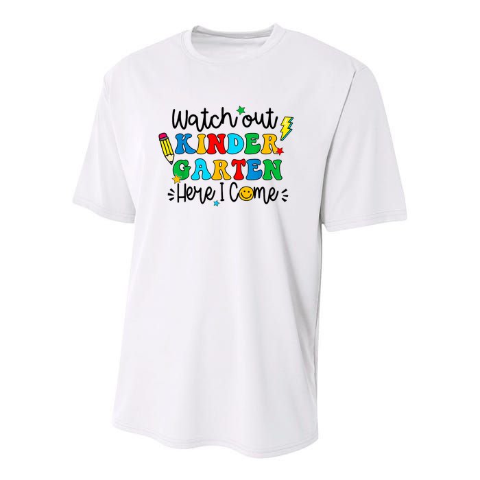 Watch Out Kindergarten Here I Come Back To School Youth Performance Sprint T-Shirt