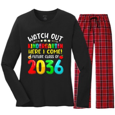 Watch Out Kindergarten Here I Come Future Class Of 2036 Kids Women's Long Sleeve Flannel Pajama Set 