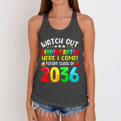 Watch Out Kindergarten Here I Come Future Class Of 2036 Kids Women's Knotted Racerback Tank