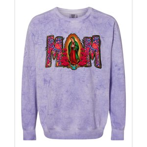 Womens Our Lady Of Guadalupe Catholic Virgin Mary Mexican Mom Colorblast Crewneck Sweatshirt