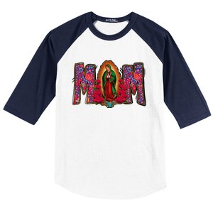 Womens Our Lady Of Guadalupe Catholic Virgin Mary Mexican Mom Baseball Sleeve Shirt