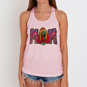 Womens Our Lady Of Guadalupe Catholic Virgin Mary Mexican Mom Women's Knotted Racerback Tank