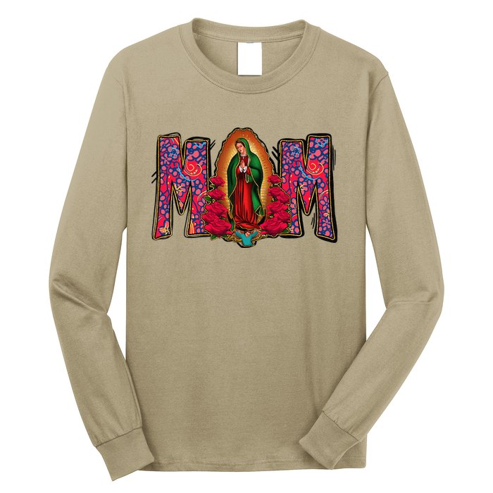 Womens Our Lady Of Guadalupe Catholic Virgin Mary Mexican Mom Long Sleeve Shirt