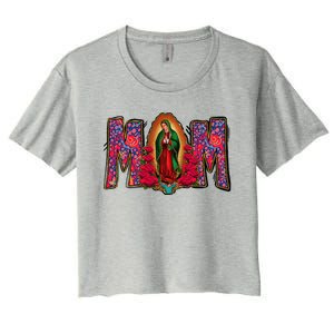 Womens Our Lady Of Guadalupe Catholic Virgin Mary Mexican Mom Women's Crop Top Tee