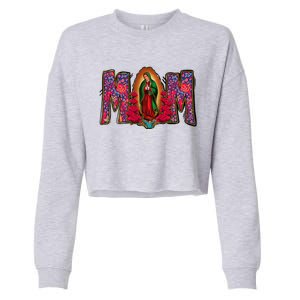 Womens Our Lady Of Guadalupe Catholic Virgin Mary Mexican Mom Cropped Pullover Crew