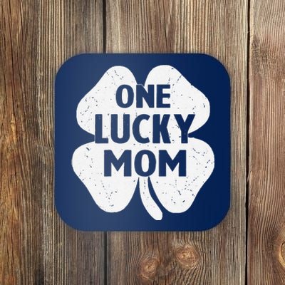 Womens One Lucky Mom St Patricks Day Funny Mommy Shamrock Women Top Coaster