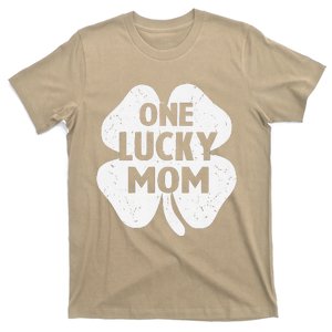 Womens One Lucky Mom St Patricks Day Funny Mommy Shamrock Women Top T-Shirt