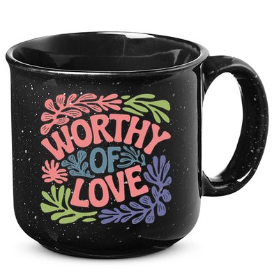 Worthy Of Love Inspirational Floral Pattern 15oz Campfire Ceramic Mug