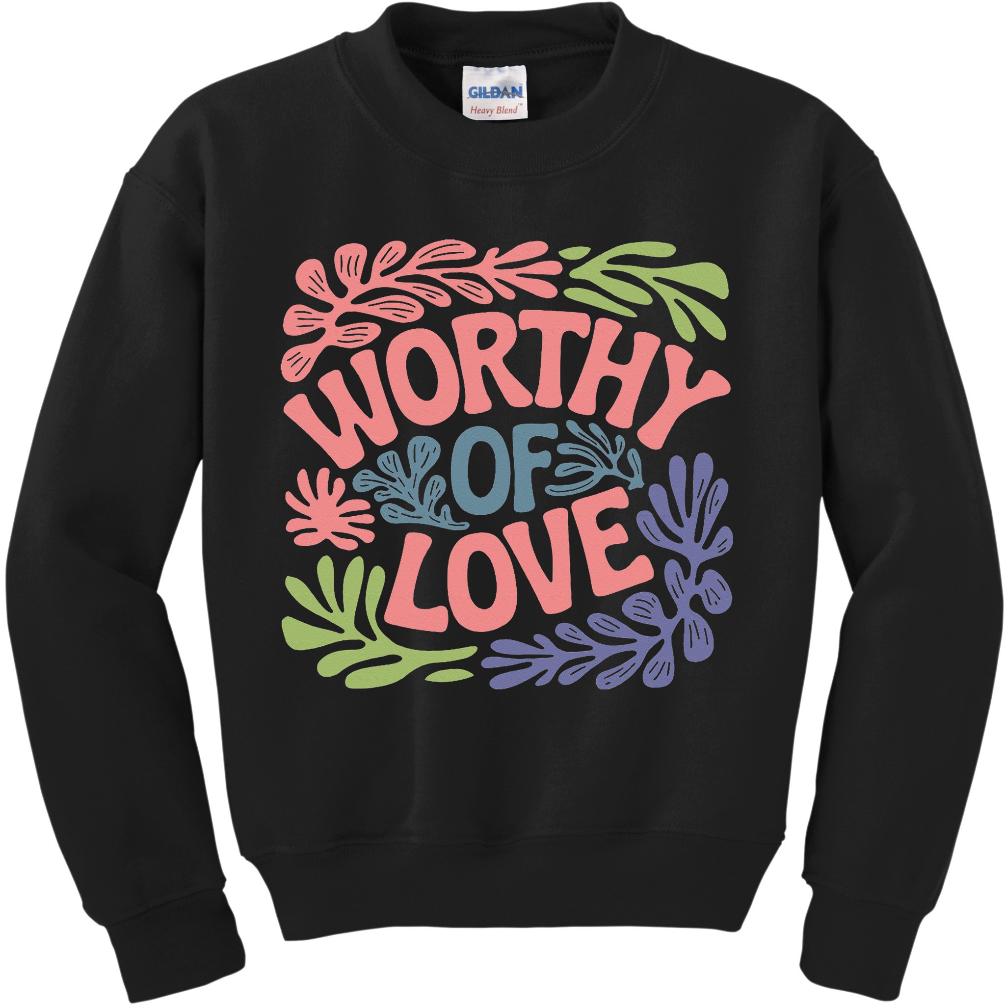 Worthy Of Love Inspirational Floral Pattern Kids Sweatshirt