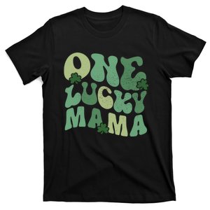 Womens One Lucky Mama St Patricks Day Mom Mother Groovy T-Shirt