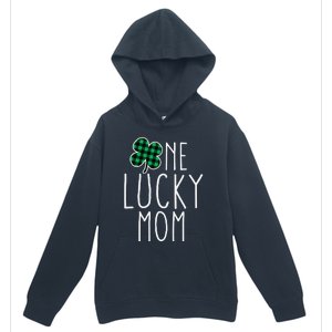 Womens One Lucky Mom Plaid Lucky Mama Funny St Patricks Day Mom Urban Pullover Hoodie