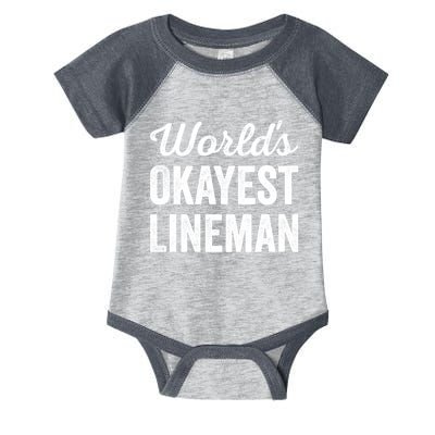 Worlds Okayest Lineman Funny Sarcastic American Football Infant Baby Jersey Bodysuit