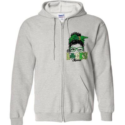 Wo One Lucky Mama St Patricks Day Mom Mother Shamrock Full Zip Hoodie