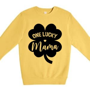 Wo One Lucky Mama Shamrock Four Leaf Clover St Patricks Day Mom Gift Premium Crewneck Sweatshirt