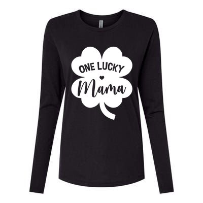 Wo One Lucky Mama Shamrock Four Leaf Clover St Patricks Day Mom Gift Womens Cotton Relaxed Long Sleeve T-Shirt