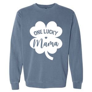 Wo One Lucky Mama Shamrock Four Leaf Clover St Patricks Day Mom Gift Garment-Dyed Sweatshirt