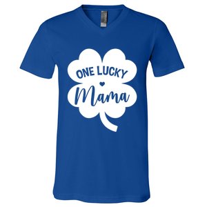 Wo One Lucky Mama Shamrock Four Leaf Clover St Patricks Day Mom Gift V-Neck T-Shirt