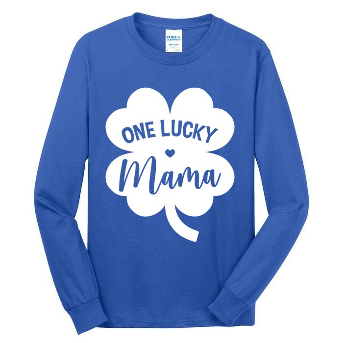 Wo One Lucky Mama Shamrock Four Leaf Clover St Patricks Day Mom Gift Tall Long Sleeve T-Shirt