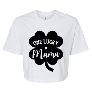 Wo One Lucky Mama Shamrock Four Leaf Clover St Patricks Day Mom Gift Bella+Canvas Jersey Crop Tee