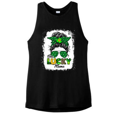 Wo One Lucky Mama St Patricks Day Mom Mother Shamrock Ladies PosiCharge Tri-Blend Wicking Tank