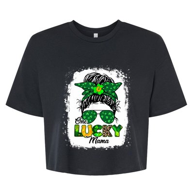 Wo One Lucky Mama St Patricks Day Mom Mother Shamrock Bella+Canvas Jersey Crop Tee