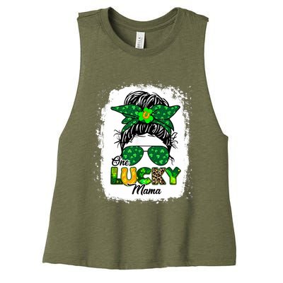 Wo One Lucky Mama St Patricks Day Mom Mother Shamrock Women's Racerback Cropped Tank