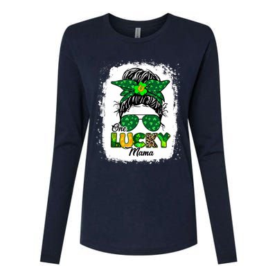 Wo One Lucky Mama St Patricks Day Mom Mother Shamrock Womens Cotton Relaxed Long Sleeve T-Shirt