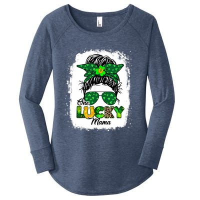 Wo One Lucky Mama St Patricks Day Mom Mother Shamrock Women's Perfect Tri Tunic Long Sleeve Shirt