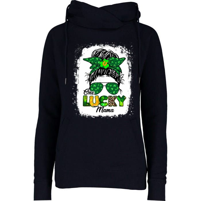 Wo One Lucky Mama St Patricks Day Mom Mother Shamrock Womens Funnel Neck Pullover Hood