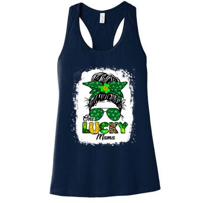 Wo One Lucky Mama St Patricks Day Mom Mother Shamrock Women's Racerback Tank