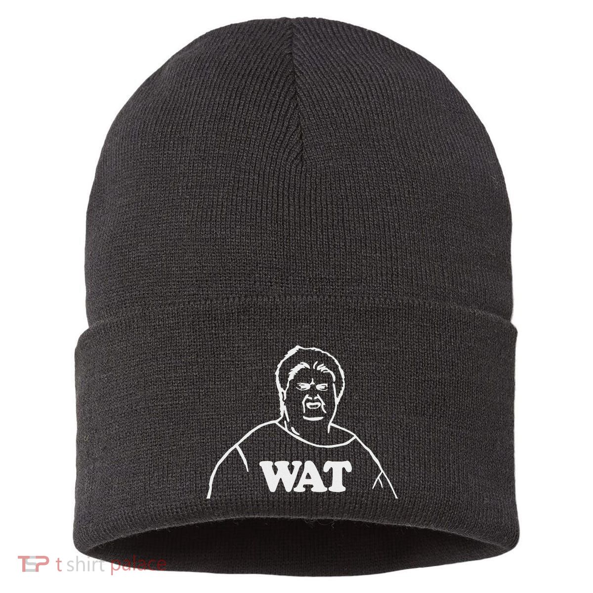 Wat! Old Lady Meme Wat What Funny Meme Sustainable Knit Beanie