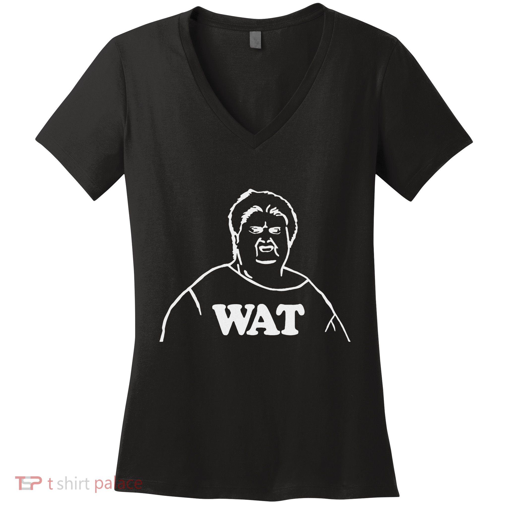 Wat! Old Lady Meme Wat What Funny Meme Women's V-Neck T-Shirt