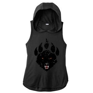 Wolf Claw Imprint Face Ladies PosiCharge Tri-Blend Wicking Draft Hoodie Tank