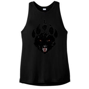 Wolf Claw Imprint Face Ladies PosiCharge Tri-Blend Wicking Tank