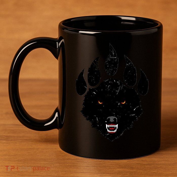 Wolf Claw Imprint Face 11oz C Handle Ceramic Mug