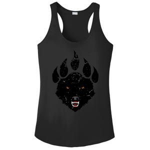 Wolf Claw Imprint Face Ladies PosiCharge Competitor Racerback Tank