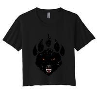 Wolf Claw Imprint Face Women's Crop Top Tee