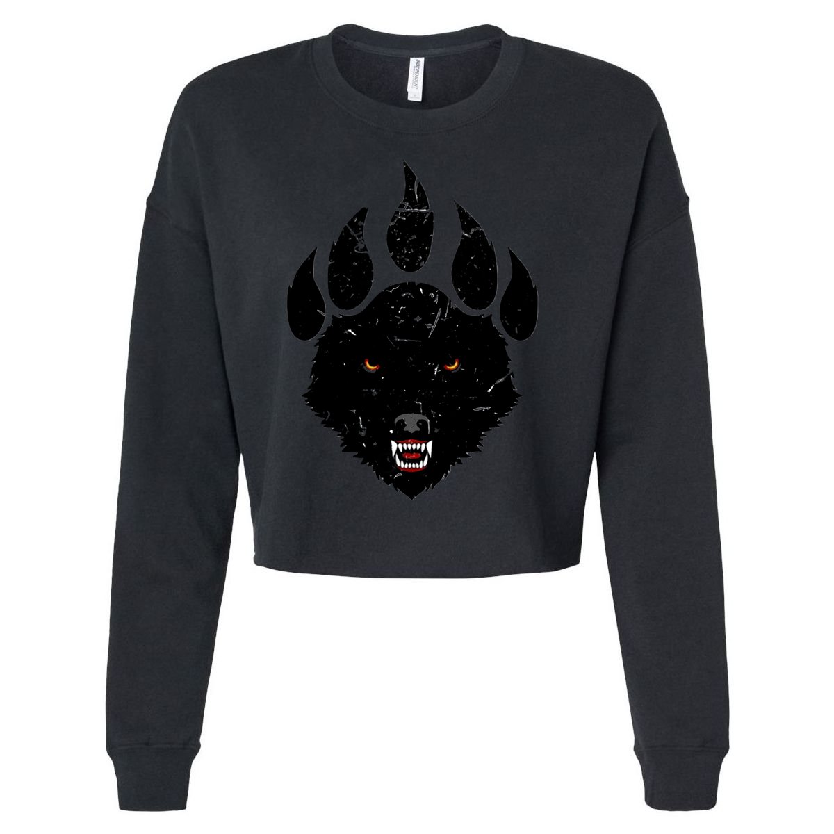 Wolf Claw Imprint Face Cropped Pullover Crew