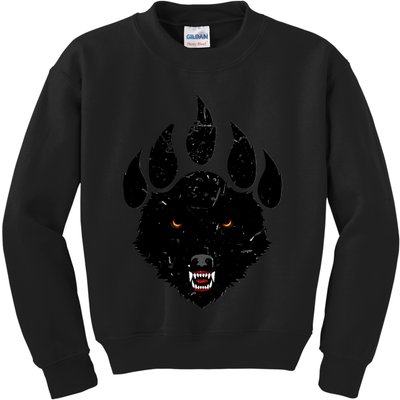 Wolf Claw Imprint Face Kids Sweatshirt