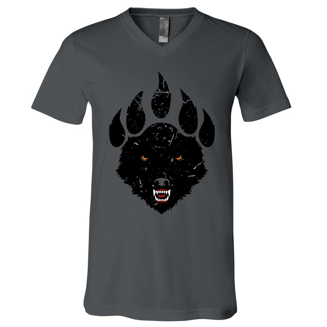 Wolf Claw Imprint Face V-Neck T-Shirt