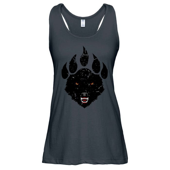 Wolf Claw Imprint Face Ladies Essential Flowy Tank