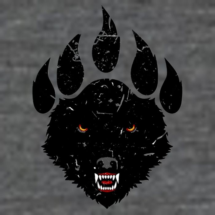 Wolf Claw Imprint Face Flat Bill Trucker Hat