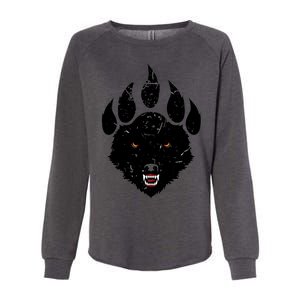 Wolf Claw Imprint Face Womens California Wash Sweatshirt